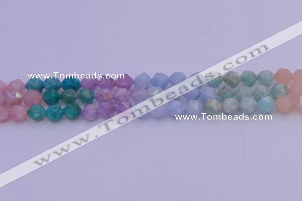 CMQ394 15.5 inches 12mm faceted nuggets mixed quartz beads