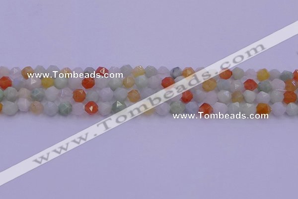 CMQ411 15.5 inches 6mm faceted nuggets mixed jade beads