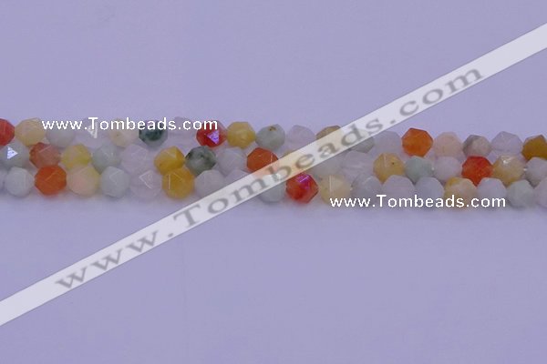 CMQ412 15.5 inches 8mm faceted nuggets mixed jade beads