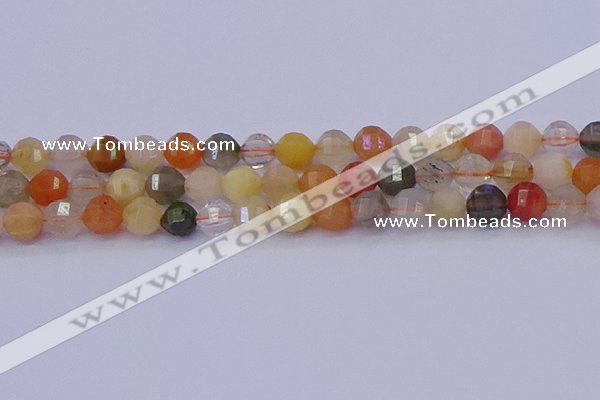 CMQ427 15.5 inches 8mm faceted round natural mixed quartz beads