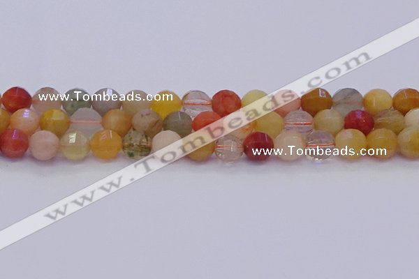 CMQ428 15.5 inches 10mm faceted round natural mixed quartz beads