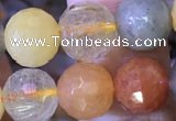 CMQ438 15.5 inches 10mm faceted round mixed rutilated quartz beads