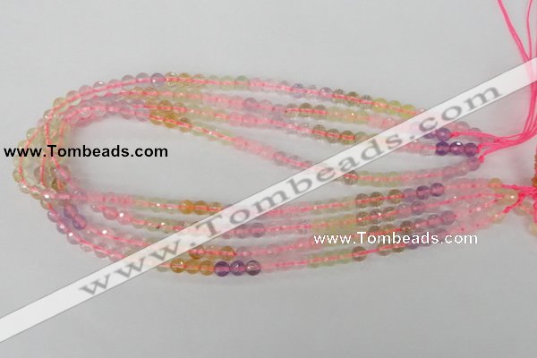 CMQ51 15.5 inches 6mm faceted round multicolor quartz beads