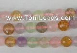 CMQ52 15.5 inches 8mm faceted round multicolor quartz beads
