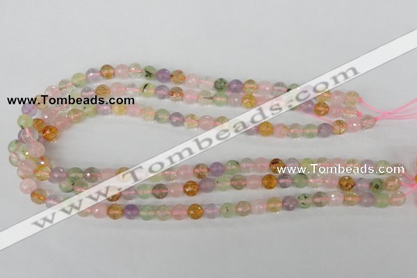 CMQ52 15.5 inches 8mm faceted round multicolor quartz beads