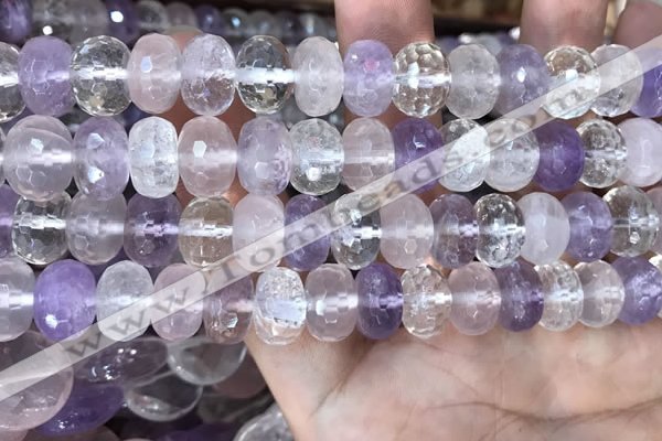 CMQ520 15.5 inches 8*12mm faceted rondelle colorfull quartz beads