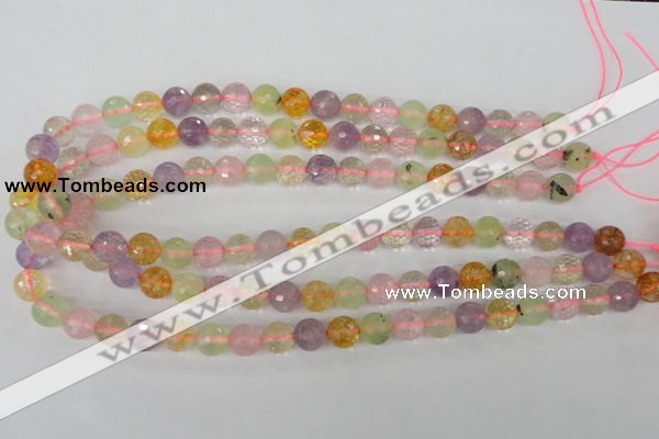 CMQ53 15.5 inches 10mm faceted round multicolor quartz beads