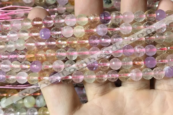 CMQ530 15.5 inches 6mm faceted round colorfull quartz beads