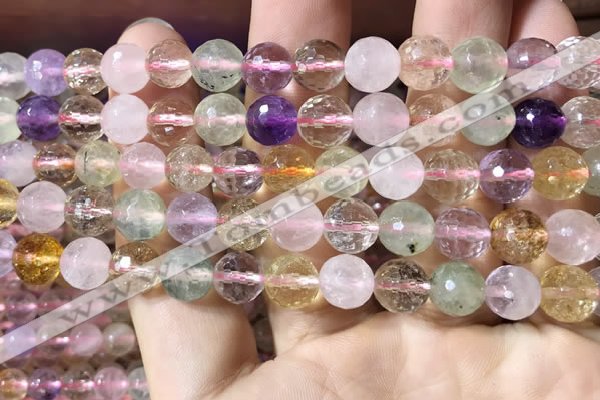 CMQ531 15.5 inches 8mm faceted round colorfull quartz beads