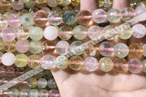 CMQ536 15.5 inches 12mm faceted round colorfull quartz beads