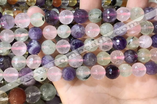 CMQ538 15.5 inches 10mm faceted round colorfull quartz beads