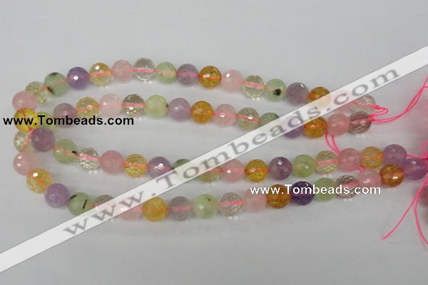 CMQ54 15.5 inches 12mm faceted round multicolor quartz beads
