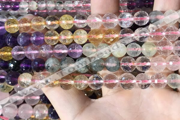 CMQ544 15.5 inches 8mm faceted round colorfull quartz beads