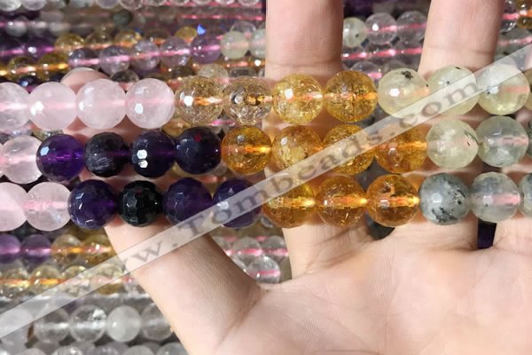 CMQ545 15.5 inches 10mm faceted round colorfull quartz beads