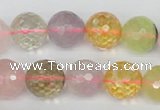 CMQ55 15.5 inches 14mm faceted round multicolor quartz beads