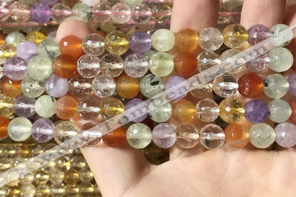 CMQ550 15.5 inches 8mm faceted round colorfull quartz beads