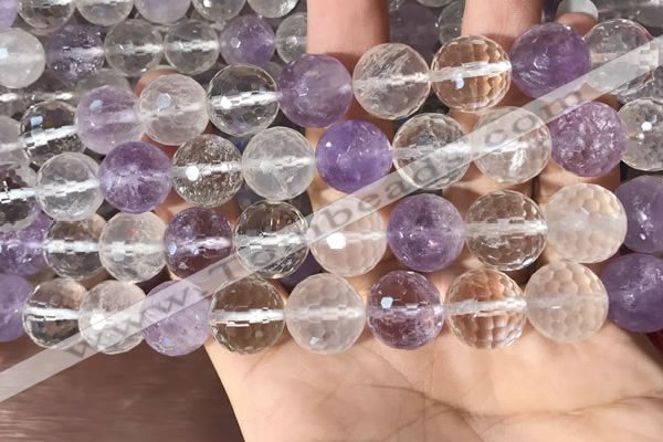 CMQ558 15.5 inches 14mm faceted round colorfull quartz beads