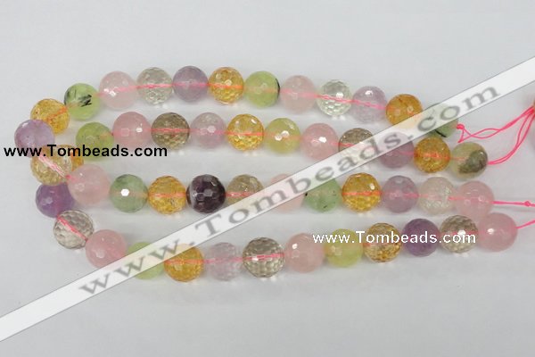 CMQ56 15.5 inches 16mm faceted round multicolor quartz beads