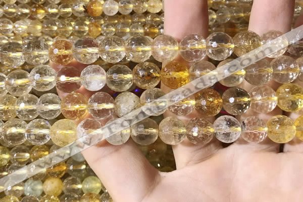 CMQ562 15.5 inches 10mm faceted round citrine gemstone beads