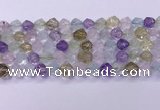 CMQ577 15.5 inches 10mm faceted round mixed quartz beads