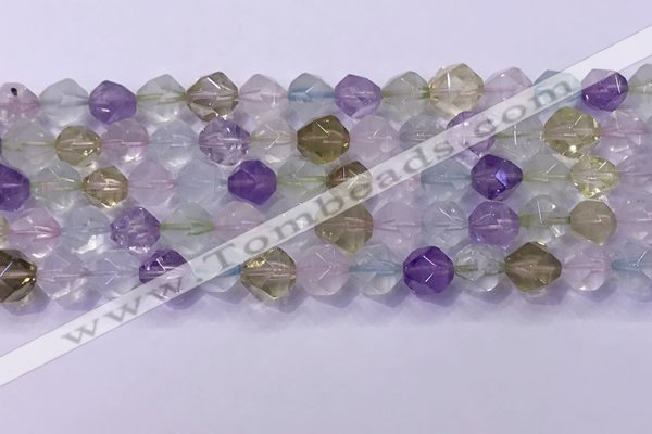 CMQ577 15.5 inches 10mm faceted round mixed quartz beads