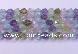 CMQ578 15.5 inches 12mm faceted round mixed quartz beads