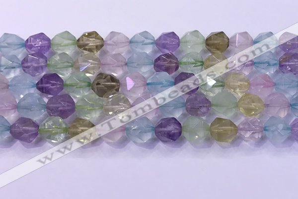 CMQ578 15.5 inches 12mm faceted round mixed quartz beads