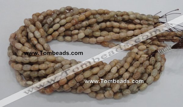 CMS06 15.5 inches 6*10mm rice moonstone gemstone beads wholesale