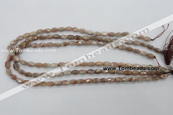 CMS100 15.5 inches 6*9mm faceted rice moonstone gemstone beads