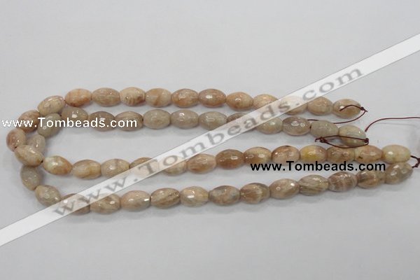 CMS102 15.5 inches 10*14mm faceted rice moonstone gemstone beads