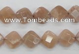 CMS105 15.5 inches 10*10mm faceted diamond moonstone gemstone beads