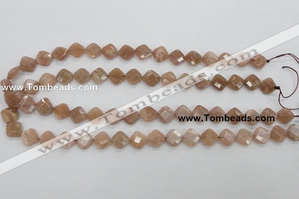 CMS105 15.5 inches 10*10mm faceted diamond moonstone gemstone beads