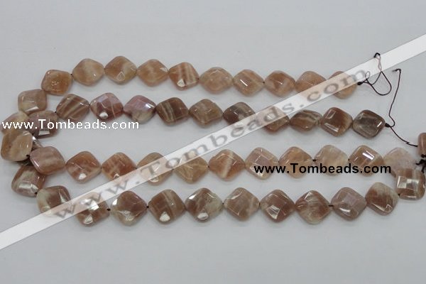 CMS106 15.5 inches 14*14mm faceted diamond moonstone gemstone beads