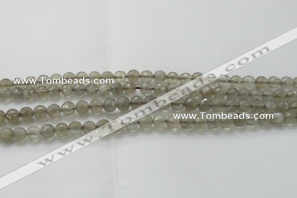 CMS1060 15.5 inches 6mm faceted round grey moonstone beads wholesale