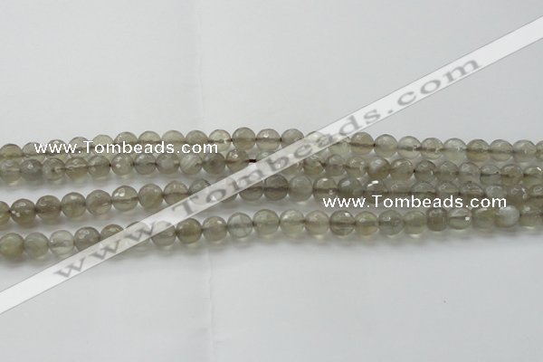 CMS1061 15.5 inches 8mm faceted round grey moonstone beads wholesale