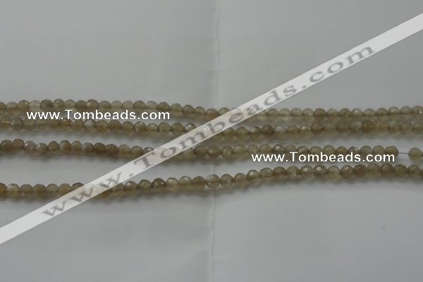 CMS1066 15.5 inches 4mm faceted round grey moonstone beads wholesale