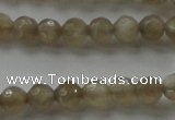 CMS1067 15.5 inches 6mm faceted round grey moonstone beads wholesale