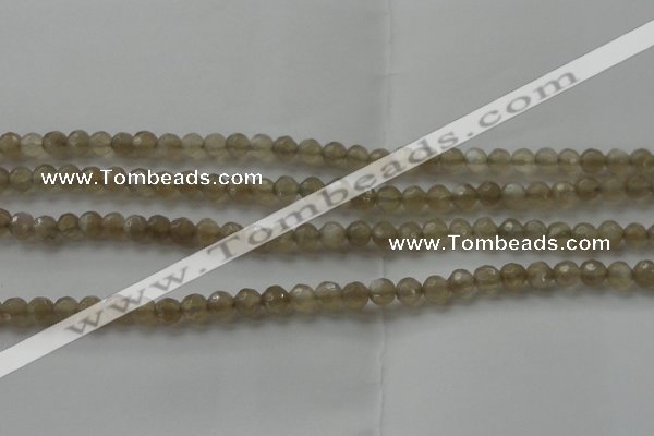 CMS1067 15.5 inches 6mm faceted round grey moonstone beads wholesale