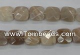 CMS108 15.5 inches 10*10mm faceted square moonstone gemstone beads