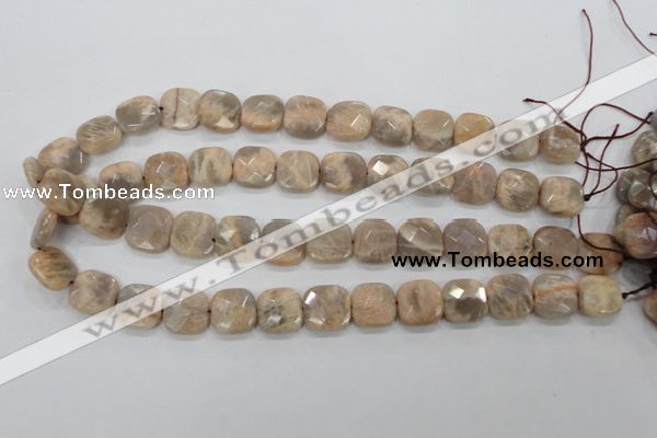 CMS109 15.5 inches 15*15mm faceted square moonstone gemstone beads
