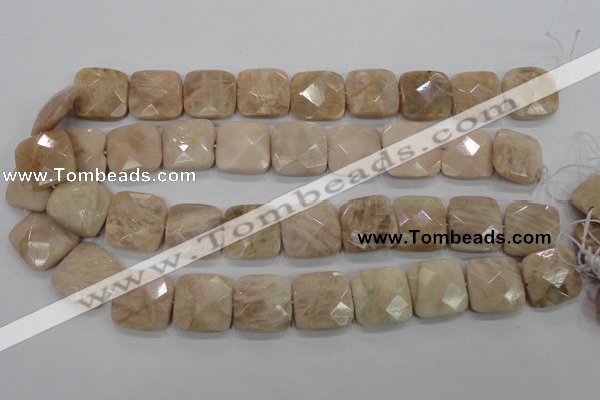 CMS110 15.5 inches 20*20mm faceted square moonstone gemstone beads