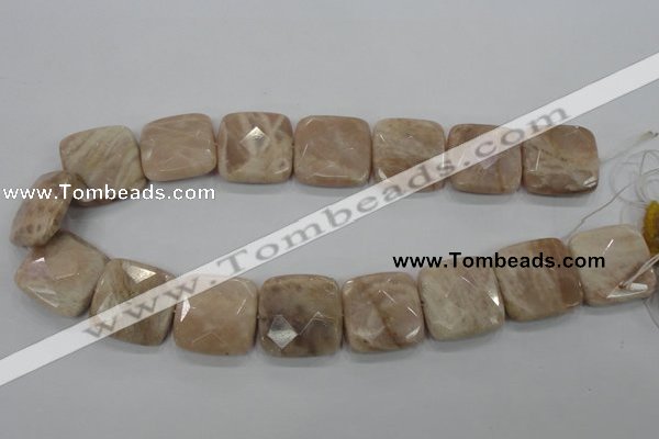 CMS111 15.5 inches 25*25mm faceted square moonstone gemstone beads