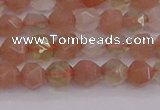 CMS1136 15.5 inches 6mm faceted nuggets rainbow moonstone beads