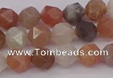 CMS1137 15.5 inches 8mm faceted nuggets rainbow moonstone beads