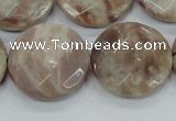 CMS114 15.5 inches 25mm faceted coin moonstone gemstone beads