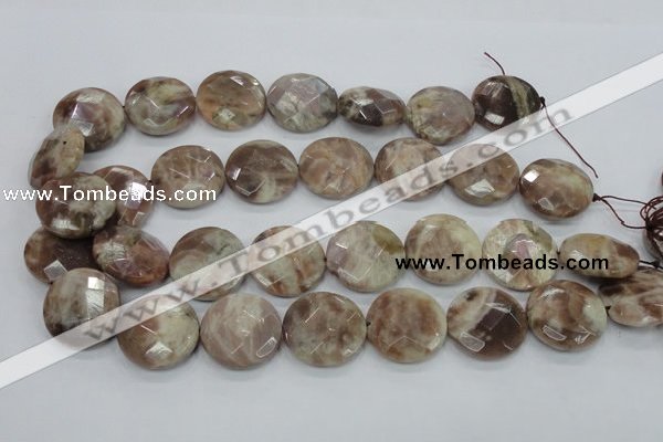 CMS114 15.5 inches 25mm faceted coin moonstone gemstone beads