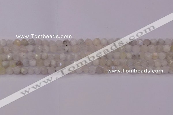 CMS1153 15.5 inches 6mm faceted nuggets white moonstone beads