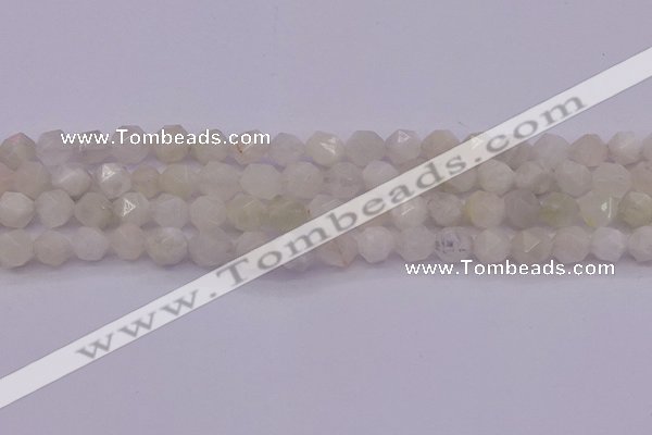 CMS1155 15.5 inches 10mm faceted nuggets white moonstone beads