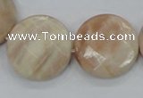 CMS116 15.5 inches 25mm faceted coin moonstone gemstone beads
