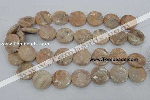 CMS116 15.5 inches 25mm faceted coin moonstone gemstone beads